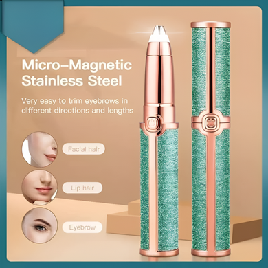 2 In 1 Flawless Facial Hair Remover | Rechargeable Waterproof Shaver With Led Light For Eyebrow Upper Lip Chin Armpit