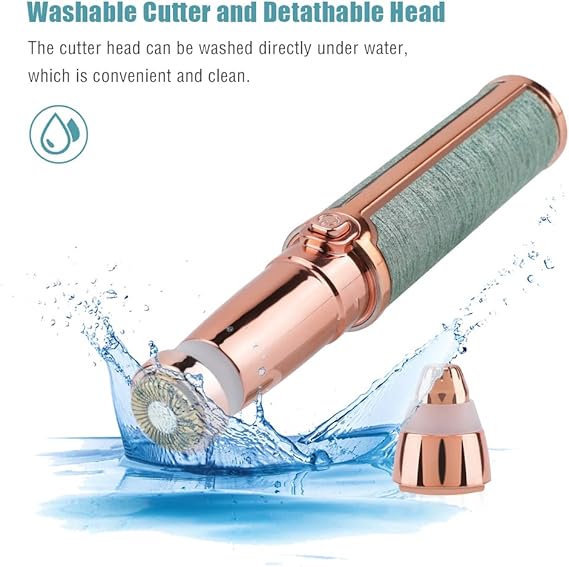 2 In 1 Flawless Facial Hair Remover | Rechargeable Waterproof Shaver With Led Light For Eyebrow Upper Lip Chin Armpit