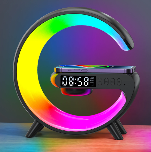 Multifunction Wireless Charger Pad Stand Speaker RGB Night Light 15W Fast Charging Station