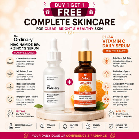 Buy Ordinary Niacinamide 10% + Zinc 1 % & Get Relax Vitamin C Daily Brightening & Anti-Aging Free Serum