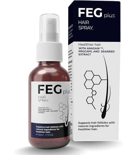 Feg Plus Hair Growth Serum Spray 50ml | 22% Seaweed Extract, Rosemary, Redensyl, Anagain & 5% Minoxidil | Anti Hair Loss, Regrowth Treatment